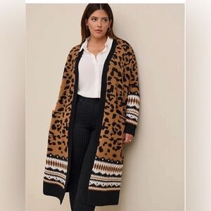 Torrid Black and Brown Leopard Cardigan